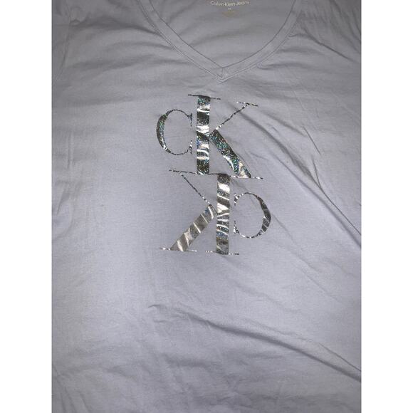 Calvin Klein V-Neck Logo Tee Lavender Blue Women’s 3X - Picture 4 of 7